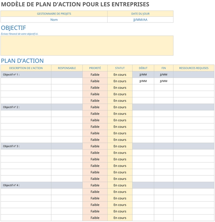 plan-action-professionnelle-excel-modèle